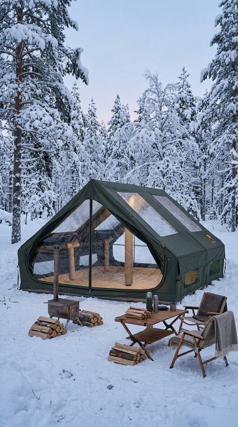 GLAMPING Family Şişme Kamp Çadırı 300*400*200 CM (YEŞİL) Şeffaf Pencereli ve Kapılı ( KUSURLU ÜRÜN )