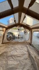 SHUFA Galaksi Serisi Bej | 13.68 m² Şişme Kamp Çadırı – 4 Mevsim – Geniş & Şeffaf Tavanlı – 380x360x220 cm ( KUSURLU ÜRÜN )