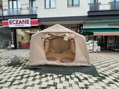 SHUFA Galaksi Serisi Bej | 13.68 m² Şişme Kamp Çadırı – 4 Mevsim – Geniş & Şeffaf Tavanlı – 380x360x220 cm ( KUSURLU ÜRÜN )