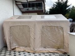 SHUFA Galaksi Serisi Bej | 13.68 m² Şişme Kamp Çadırı – 4 Mevsim – Geniş & Şeffaf Tavanlı – 380x360x220 cm ( KUSURLU ÜRÜN )