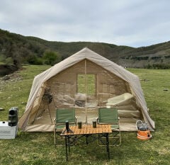 SHUFA GALAKSİ SERİSİ 17.2 Metrekare Otomatik Şişme Çadır 480*360*230CM Şeffaf Pencereli ve Kapılı Bej Renk