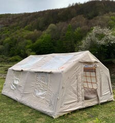 SHUFA GALAKSİ SERİSİ 17.2 Metrekare Otomatik Şişme Çadır 480*360*230CM Şeffaf Pencereli ve Kapılı Bej Renk