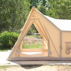 SHUFA CASTLE Şişme Çadır 500*300*280CM Şeffaf Pencereli ve Kapılı-BEJ