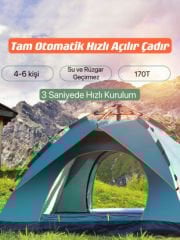 4-kişilik Otomatik Çift Katman Çift Kapılı Kamp Outdoor Plaj Piknik Çadırı 240x210x135 Cm