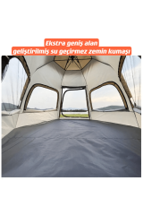 Shufa Tam Otomatik Su ve Rüzgar Geçirmez Gölgelikli Altıgen Aile Çadırı (ZP56-BEJ)280X240X155 cm