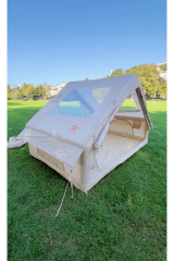 Shufa Otomatik Şişme 4 Mevsim 6 m2 Bej Renk Su Geçirmez Kamp Çadırı(İki Büyük-Şeffaf Pencereli Kolay Kurulum)-ZP62