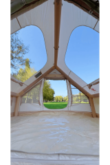 Shufa Otomatik Şişme 4 Mevsim 6 m2 Bej Renk Su Geçirmez Kamp Çadırı(İki Büyük-Şeffaf Pencereli Kolay Kurulum)-ZP62