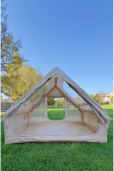 Shufa Otomatik Şişme 4 Mevsim 6 m2 Bej Renk Su Geçirmez Kamp Çadırı(İki Büyük-Şeffaf Pencereli Kolay Kurulum)-ZP62