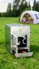 Profesyonel Kuzineli Fırınlı Krom Kamp Sobası (Çantalı)