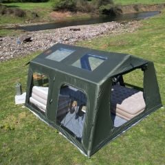 SHUFA Galaksi Serisi | 13.68 m² Bej Renk Geniş Otomatik Şişme Kamp Çadırı (380x360x220 cm) – 4 Mevsim – Şeffaf Tavanlı – Dayanıklı-ZP66