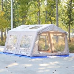 SHUFA Galaksi Serisi | 13.68 m² Bej Renk Geniş Otomatik Şişme Kamp Çadırı (380x360x220 cm) – 4 Mevsim – Şeffaf Tavanlı – Dayanıklı-ZP66