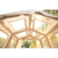 SHUFA Galaksi Serisi | 13.68 m² Bej Renk Geniş Otomatik Şişme Kamp Çadırı (380x360x220 cm) – 4 Mevsim – Şeffaf Tavanlı – Dayanıklı-ZP66