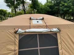 SHUFA BEJ Çift katmanlı zirve tasarımlı dört mevsim çadırı, 16.3 metrekare, dış ölçüler: 430*380*220 cm.