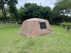 SHUFA BEJ Çift katmanlı zirve tasarımlı dört mevsim çadırı, 16.3 metrekare, dış ölçüler: 430*380*220 cm.