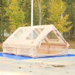 SHUFA GLAMPING Family Şişme Kamp Çadırı Bej Renk 300*400*200 CM -Şeffaf Pencereli ve Kapılı