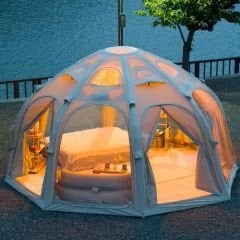 SHUFA GLAMPING 19.6 Metrekare Bej Renk Küresel kubbe şişme çadır-ZP72