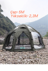 SHUFA GLAMPING 19.6 Metrekare Yeşil Renk Küresel kubbe şişme çadır-ZP73