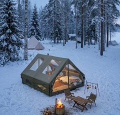GLAMPING Family Şişme Kamp Çadırı 300*400*200 CM (YEŞİL) Şeffaf Pencereli ve Kapılı