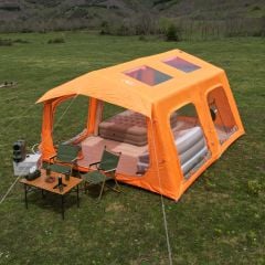 SHUFA Galaksi Serisi Turuncu | 13.68 m² Otomatik Şişme Kamp Çadırı – 4 Mevsim – Şeffaf Tavanlı – 380x360x220 cm
