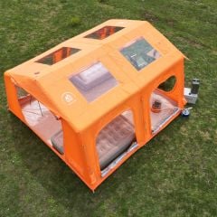 SHUFA Galaksi Serisi Turuncu | 13.68 m² Otomatik Şişme Kamp Çadırı – 4 Mevsim – Şeffaf Tavanlı – 380x360x220 cm