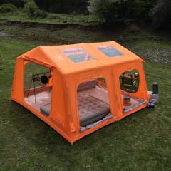 SHUFA Galaksi Serisi Turuncu | 13.68 m² Otomatik Şişme Kamp Çadırı – 4 Mevsim – Şeffaf Tavanlı – 380x360x220 cm