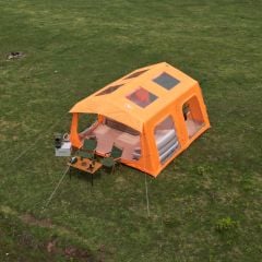 SHUFA Galaksi Serisi Turuncu | 13.68 m² Otomatik Şişme Kamp Çadırı – 4 Mevsim – Şeffaf Tavanlı – 380x360x220 cm