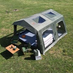 SHUFA Galaksi Serisi Yeşil | 13.68 m² Şişme Kamp Çadırı – 4 Mevsim – Geniş & Şeffaf Tavanlı – 380x360x220 cm