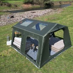 SHUFA Galaksi Serisi Yeşil | 13.68 m² Şişme Kamp Çadırı – 4 Mevsim – Geniş & Şeffaf Tavanlı – 380x360x220 cm