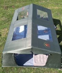 SHUFA Galaksi Serisi Yeşil | 13.68 m² Şişme Kamp Çadırı – 4 Mevsim – Geniş & Şeffaf Tavanlı – 380x360x220 cm