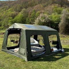 SHUFA Galaksi Serisi Yeşil | 13.68 m² Şişme Kamp Çadırı – 4 Mevsim – Geniş & Şeffaf Tavanlı – 380x360x220 cm