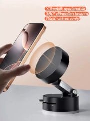 360° Dönebilen Vakumlu Mıknatıslı Telefon Tutucu – Manyetik, Yüksek Tutuşlu, Katlanabilir, Taşınabilir Stand