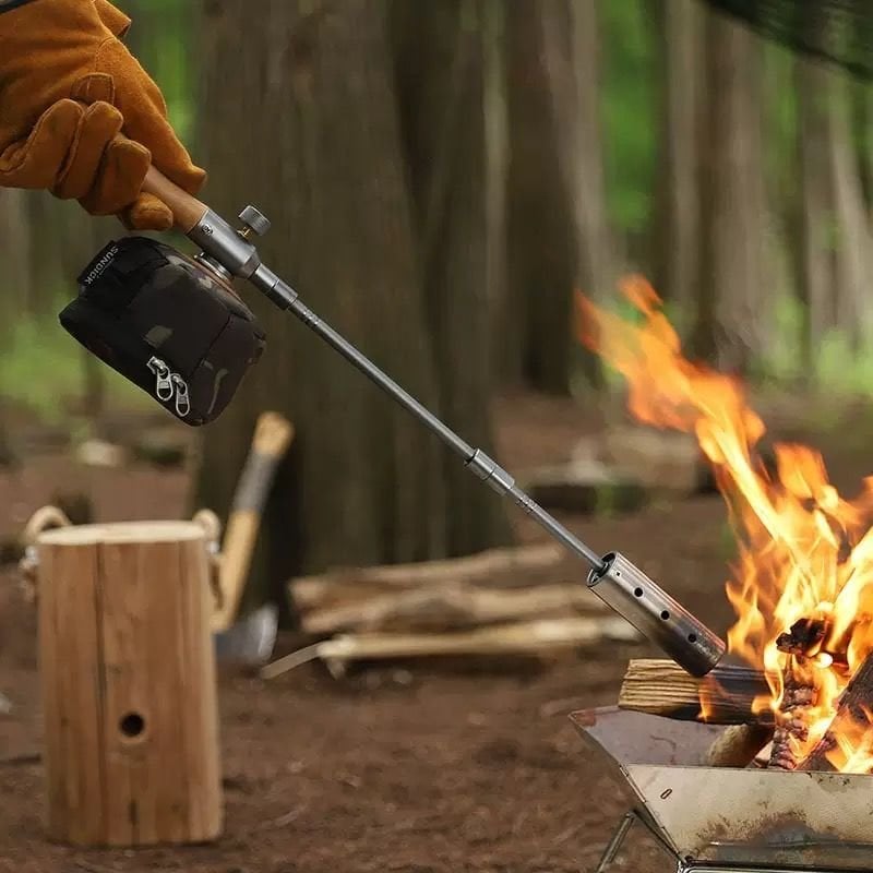 Üç Parçalı Uzun Alev Tabancası – Ayarlanabilir, Katlanabilir, Taşınabilir Kamp Tüplü Torch | 7500W Yüksek Güç | Gaz Dönüştürücü Başlıklı