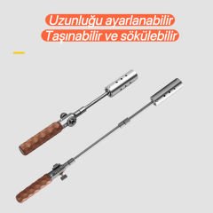 Üç Parçalı Uzun Alev Tabancası – Ayarlanabilir, Katlanabilir, Taşınabilir Kamp Tüplü Torch | 7500W Yüksek Güç | Gaz Dönüştürücü Başlıklı
