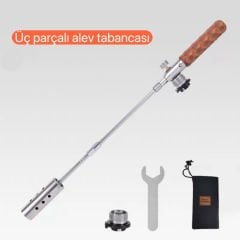 Üç Parçalı Uzun Alev Tabancası – Ayarlanabilir, Katlanabilir, Taşınabilir Kamp Tüplü Torch | 7500W Yüksek Güç | Gaz Dönüştürücü Başlıklı