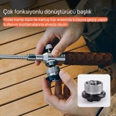 Üç Parçalı Uzun Alev Tabancası – Ayarlanabilir, Katlanabilir, Taşınabilir Kamp Tüplü Torch | 7500W Yüksek Güç | Gaz Dönüştürücü Başlıklı