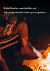 Üç Parçalı Uzun Alev Tabancası – Ayarlanabilir, Katlanabilir, Taşınabilir Kamp Tüplü Torch | 7500W Yüksek Güç | Gaz Dönüştürücü Başlıklı
