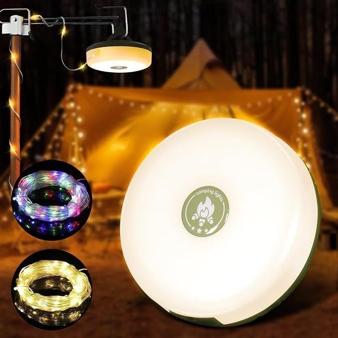 4'ü 1 Arada Kamp Lambası | LED Işık, Fener, Gece Lambası ve Işık Zinciri (Ipx4 Su Geçirmez)