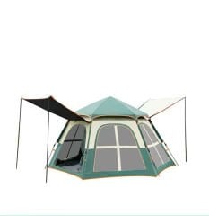 Shufa Tam Otomatik Su Ve Rüzgar Geçirmez Gölgelikli Altıgen Çadır Aile Çadırı 280*240*155 Cm (YEŞİL)