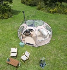 SHUFA  Tam Otomatik Şeffaf KUBBE Çadır, Yağmuru ve kar yağışı izlenebilir 400*400*200CM