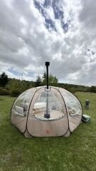 SHUFA  Tam Otomatik Şeffaf KUBBE Çadır, Yağmuru ve kar yağışı izlenebilir 400*400*200CM-ZP83-BEJ