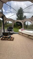 SHUFA  Tam Otomatik Şeffaf KUBBE Çadır, Yağmuru ve kar yağışı izlenebilir 400*400*200CM-ZP83-BEJ