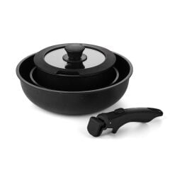 5 Parça Easy Clip Çıkarılabilir Saplı Taşınabilir Tava ve Tencere Seti