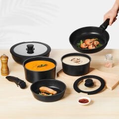 9 Parça Easy Clip Çıkarılabilir Saplı Taşınabilir Tava ve Tencere Seti