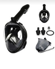 SHUFA Lxl Beden Siyah Dalış Maskesi Tam Yüz Full Face Şnorkel Anti Sızıntı Ekipmanları 360 Görüntü Slikon