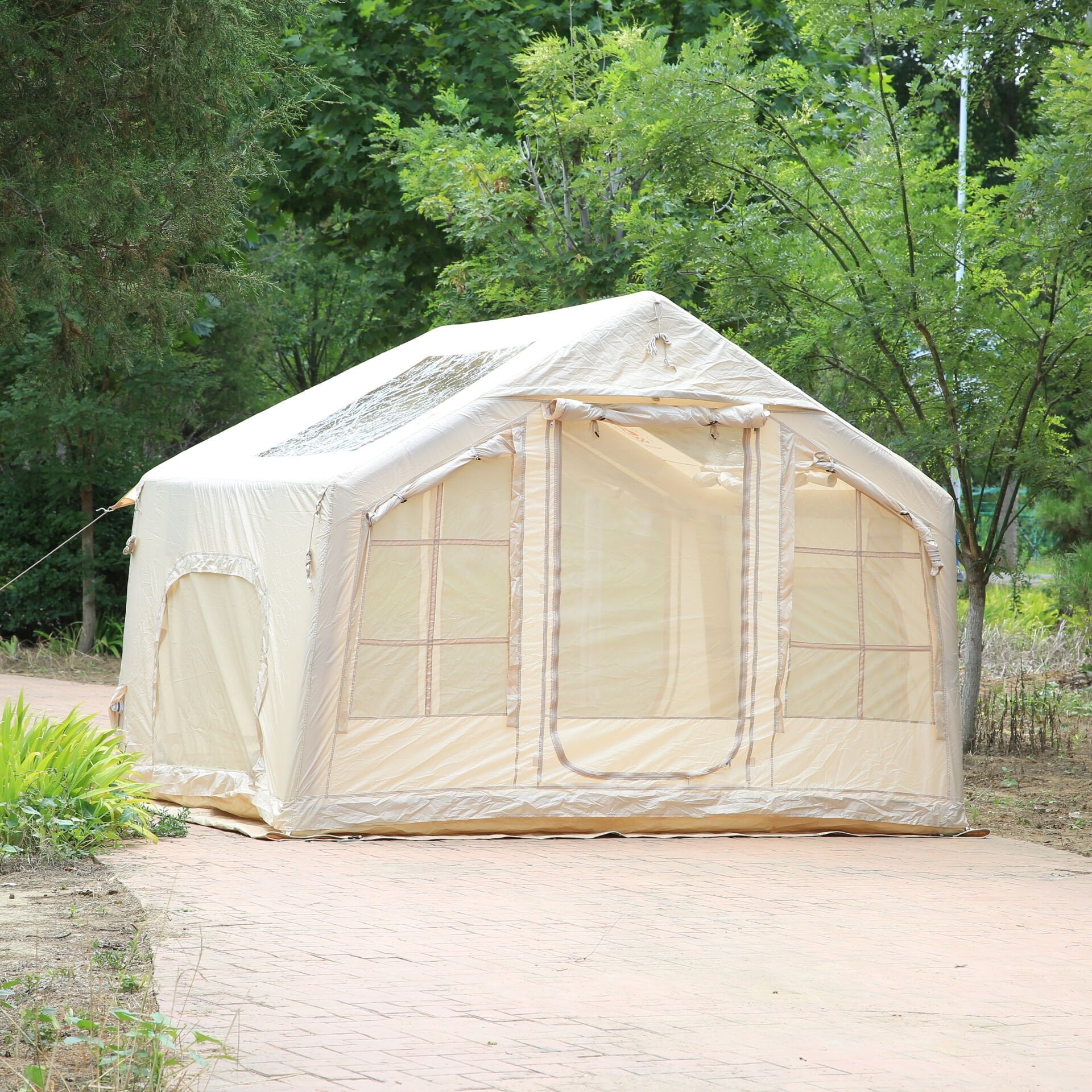 SHUFA Galaksi Serisi Bej Renk 8 m² Şişme Kamp Çadırı – 4 Mevsim – Geniş & Şeffaf Tavanlı – 315x250x220 cm-ZP86