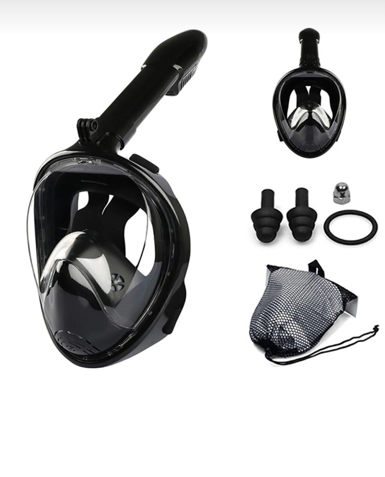 SHUFA S/M Beden Siyah Dalış Maskesi Tam Yüz Full Face Şnorkel Anti Sızıntı Ekipmanları 360 Görüntü Slikon(Kopya)