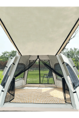 SHUFA Tam Otomatik Su Ve Rüzgar Geçirmez Gölgelikli Altıgen Aile Çadırı 280x240x155 Cm BEJ （ikinci el)