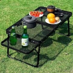 Taşınabilir Katlanır Kamp Masası – Hafif, Dayanıklı, File Yüzeyli Outdoor Piknik Masası